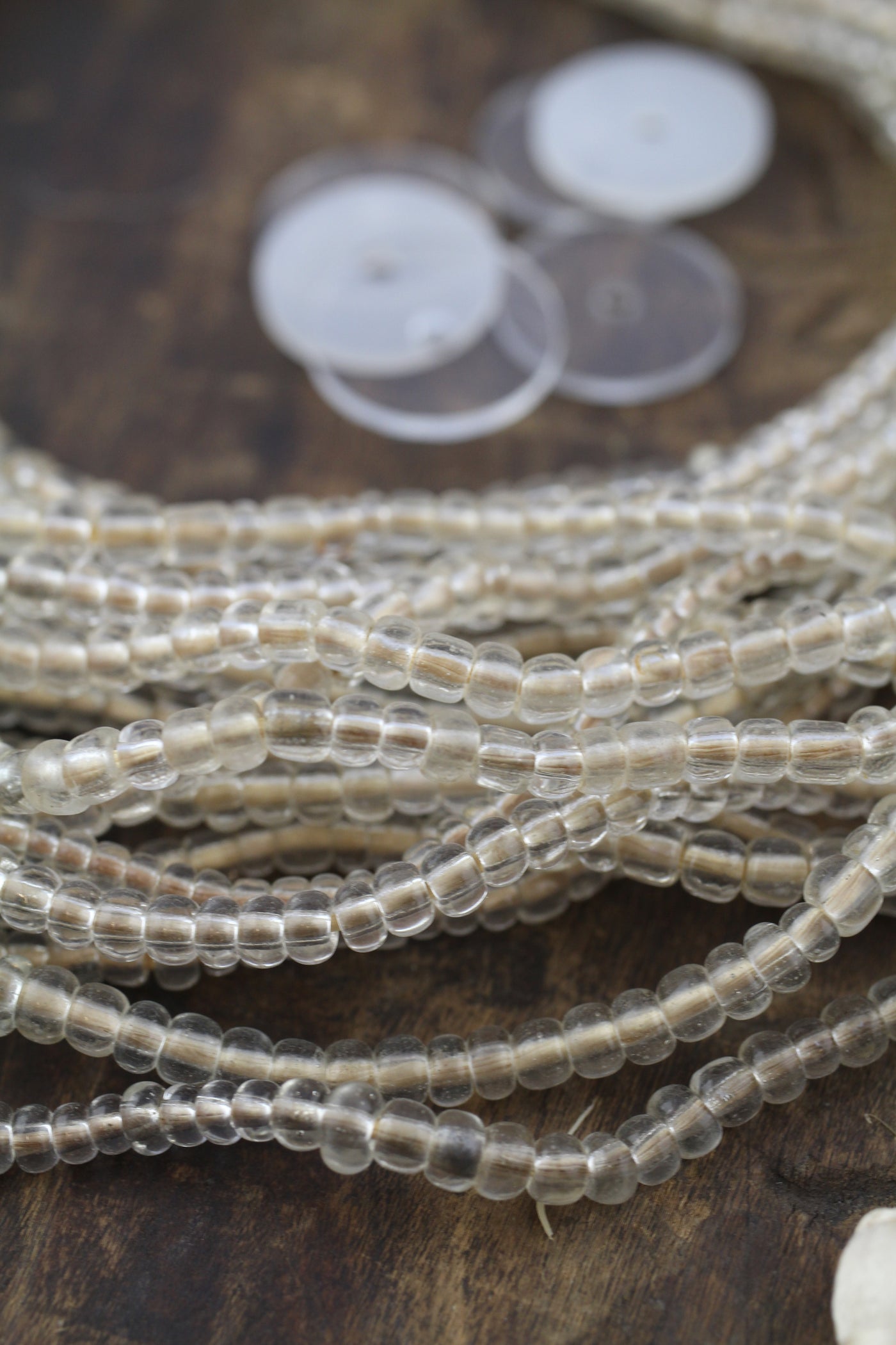 Clear Ghana Glass Beads, 4x3mm, 31" Strand