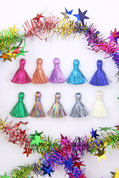 Colorful Rainbow Metallic Tassels: Sparkly Tassels for Making Earrings