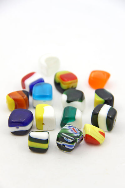 Multicolor Candy Glass Nuggets: Rainbow Beads for DIY Jewelry, 18-20mm, 14+ Bead Grab Bag