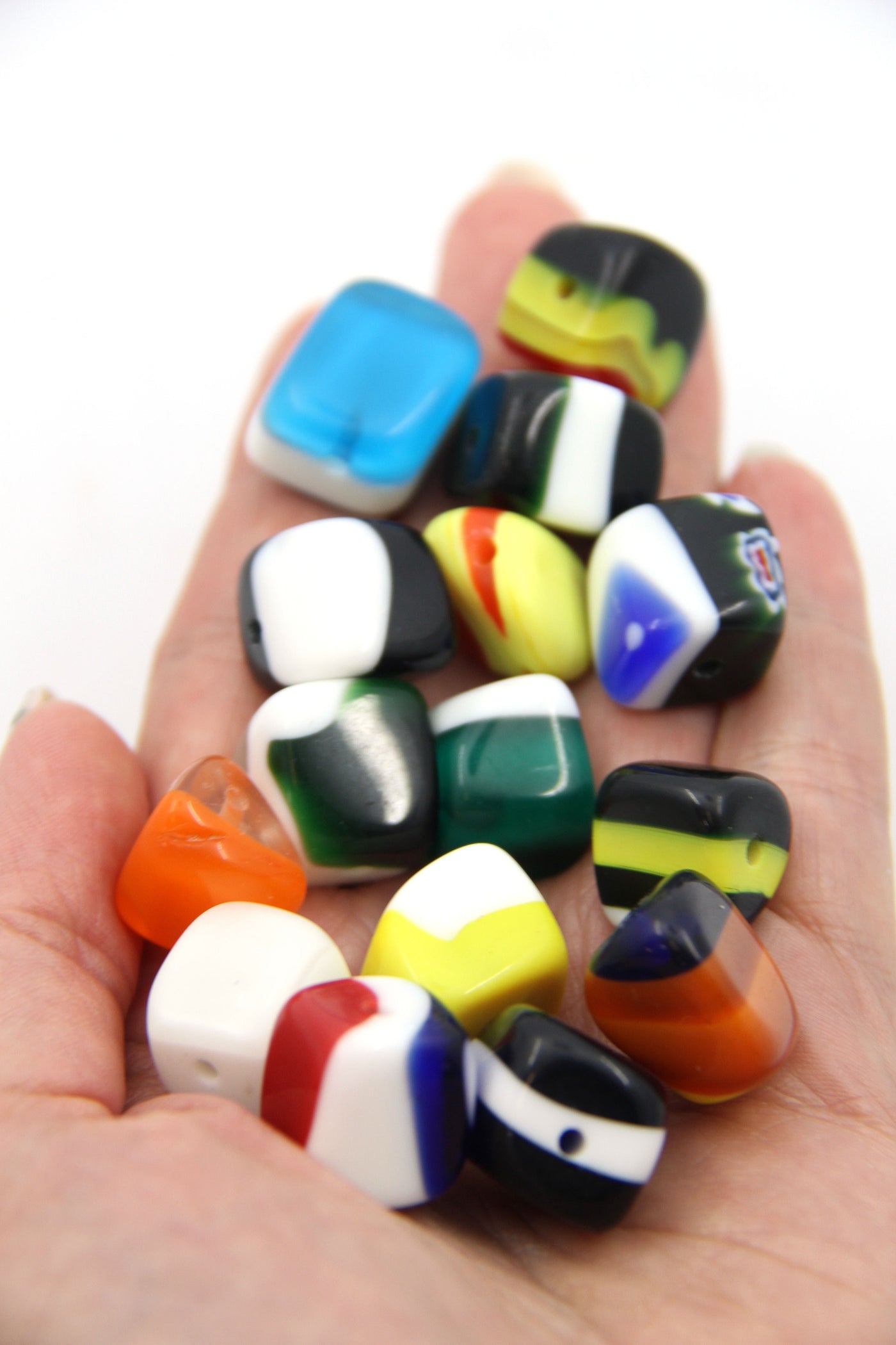 Multicolor Candy Glass Nuggets: Rainbow Beads for DIY Jewelry, 18-20mm, 14+ Bead Grab Bag