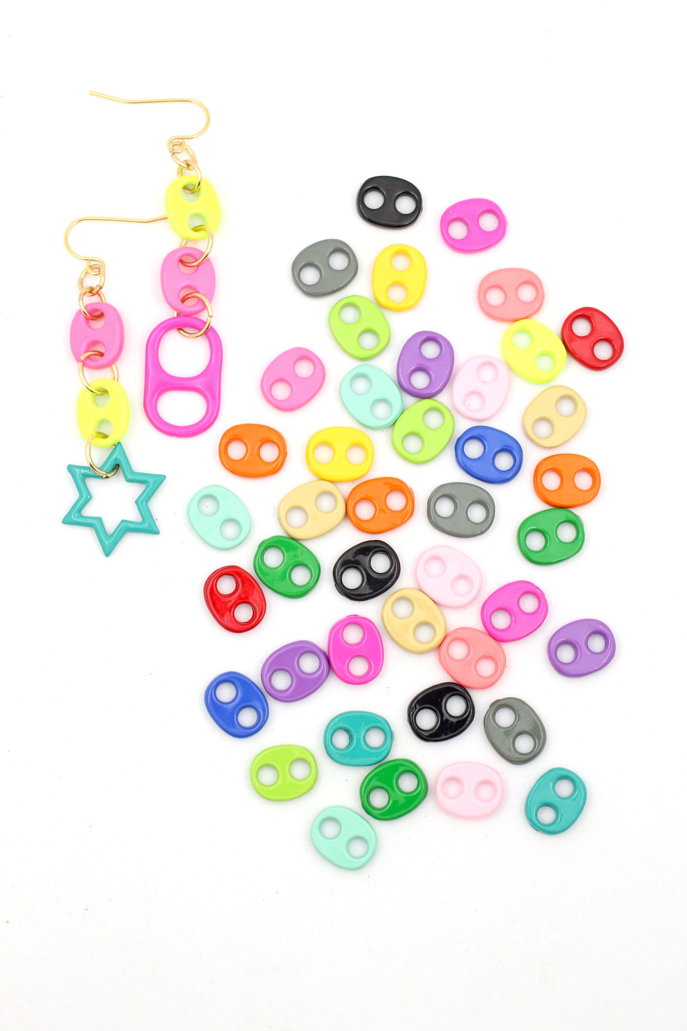 Puffed Mariner Link Charm, DIY Enamel Jewelry, Colorful Charm for Choker, 1 pc.