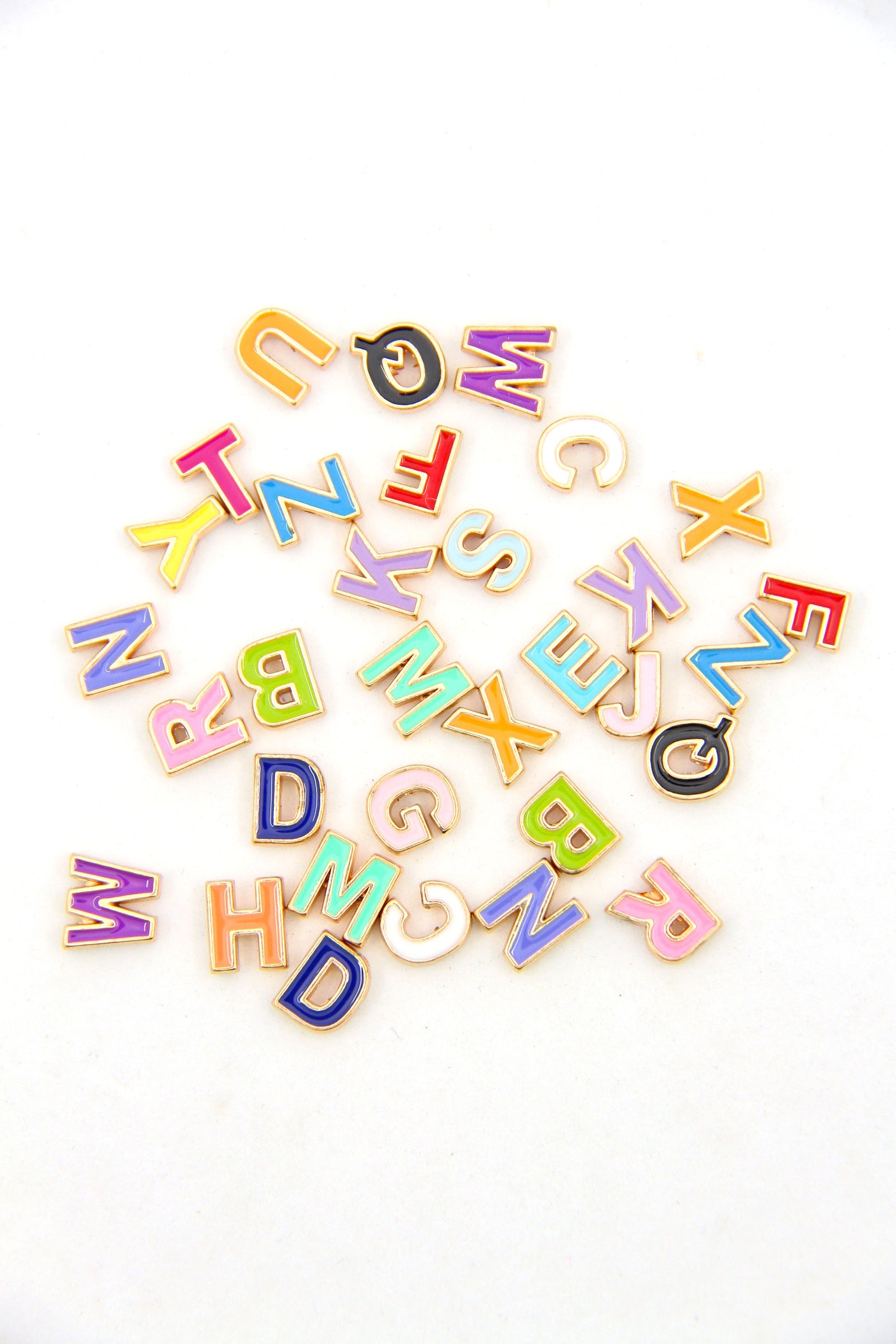 Rainbow Enamel Letter Beads, Cast Enamel Letters, Gold Lined Letter Beads, Number  Beads, Symbol Beads, Alphabet Beads, Name Beads