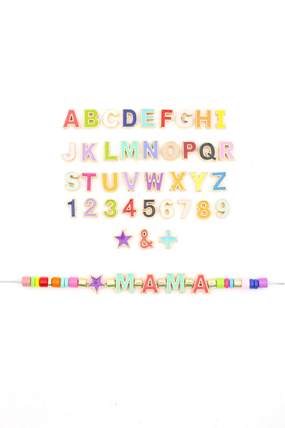 Colorful Enamel Letter & Number Beads, for DIY Jewelry Making