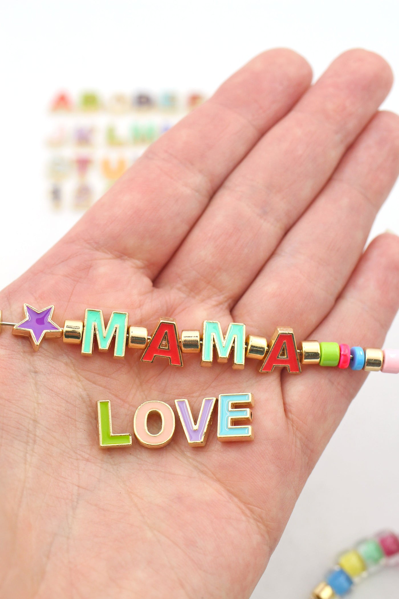 Enamel Cutout Number Letter Beads for DIY Jewelry Making