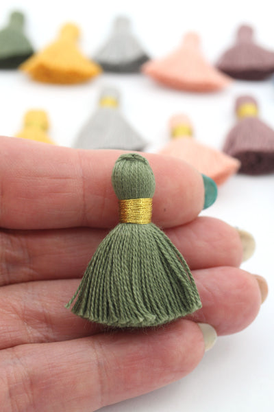 Desert Dawn Tassel Mix, 6 Mini Tassels, 1.25" Cotton Fringe for DIY Jewelry
