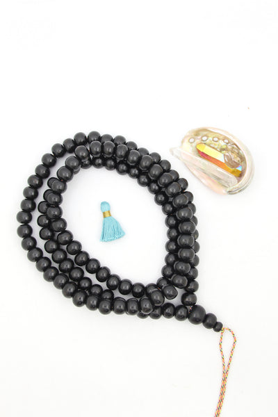 14mm Stained Wood Mala: 108 Bead Meditation Necklace
