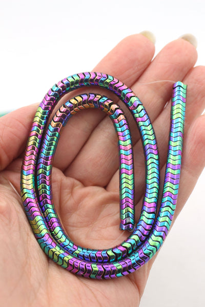 Electroplated Hematite Interlocking Snake Beads, 6x2mm