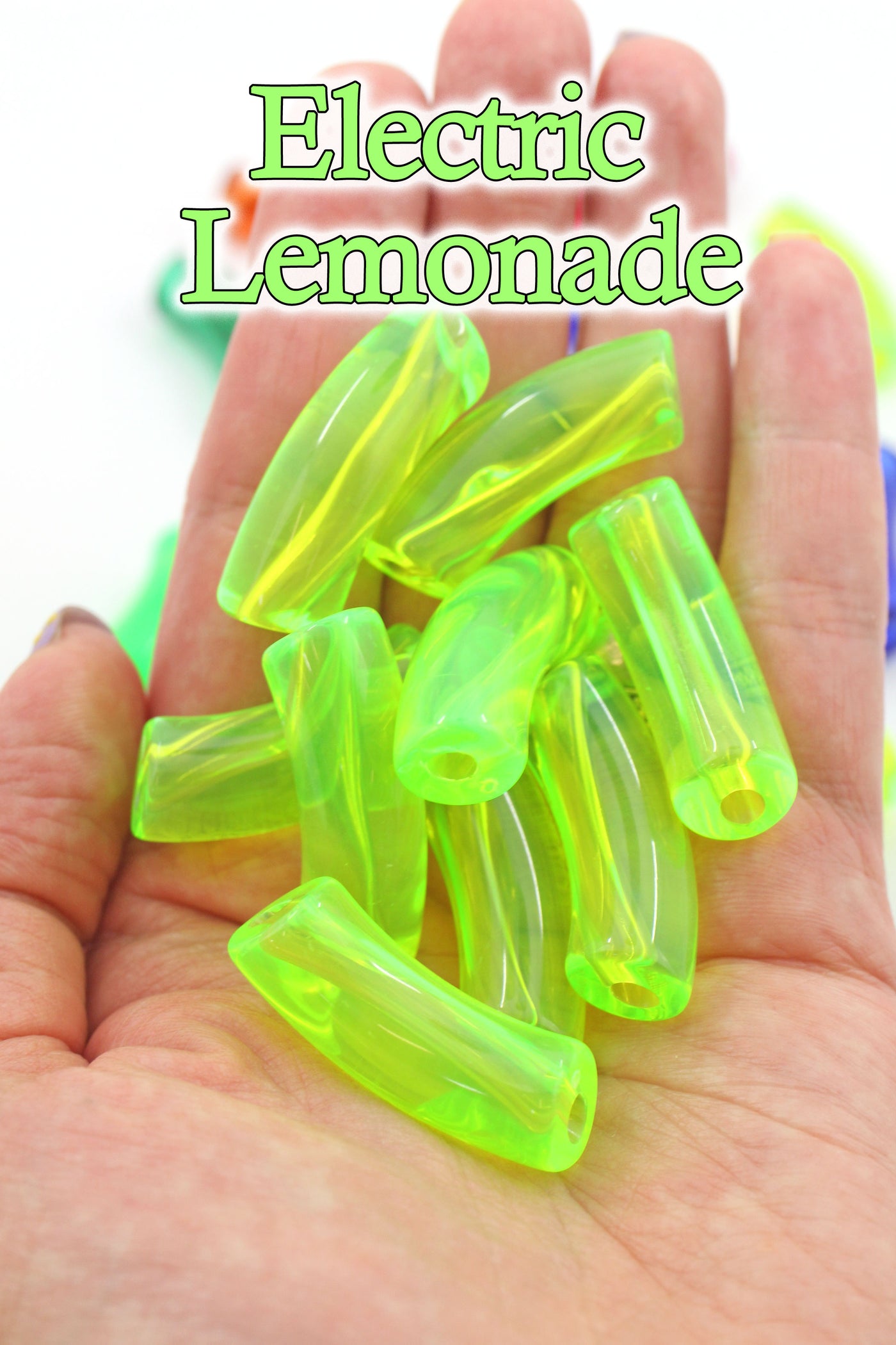 Neon Colors Acrylic Bamboo Beads, Curved Tube Beads, 12mm, Wholesale pricing