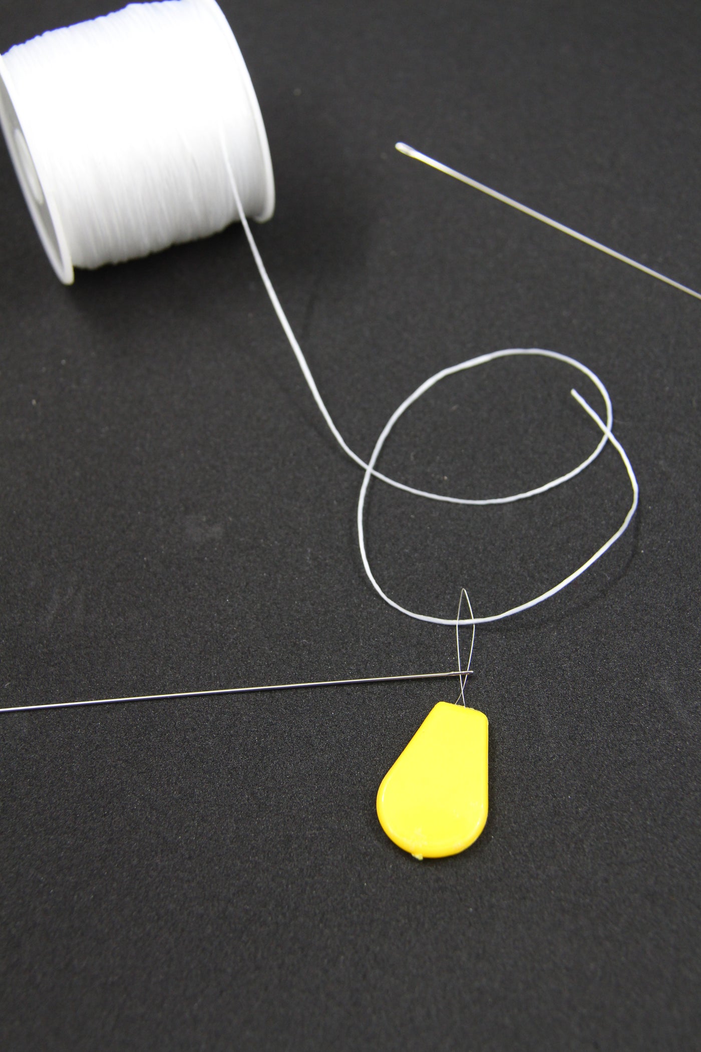 Elastic, Long Beading Needles, & Needle Threader for Enamel Tile Tila Beads