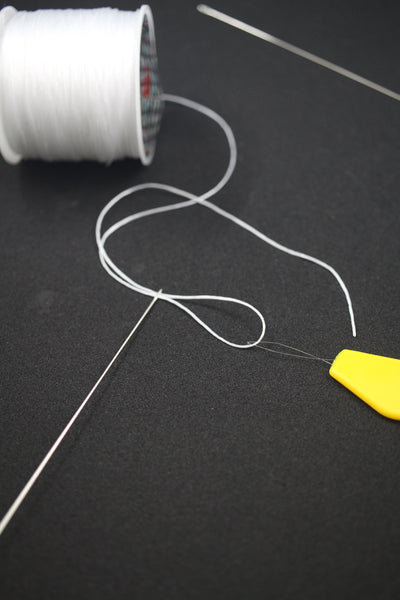 Elastic, Long Beading Needles, & Needle Threader for Enamel Tile Tila Beads