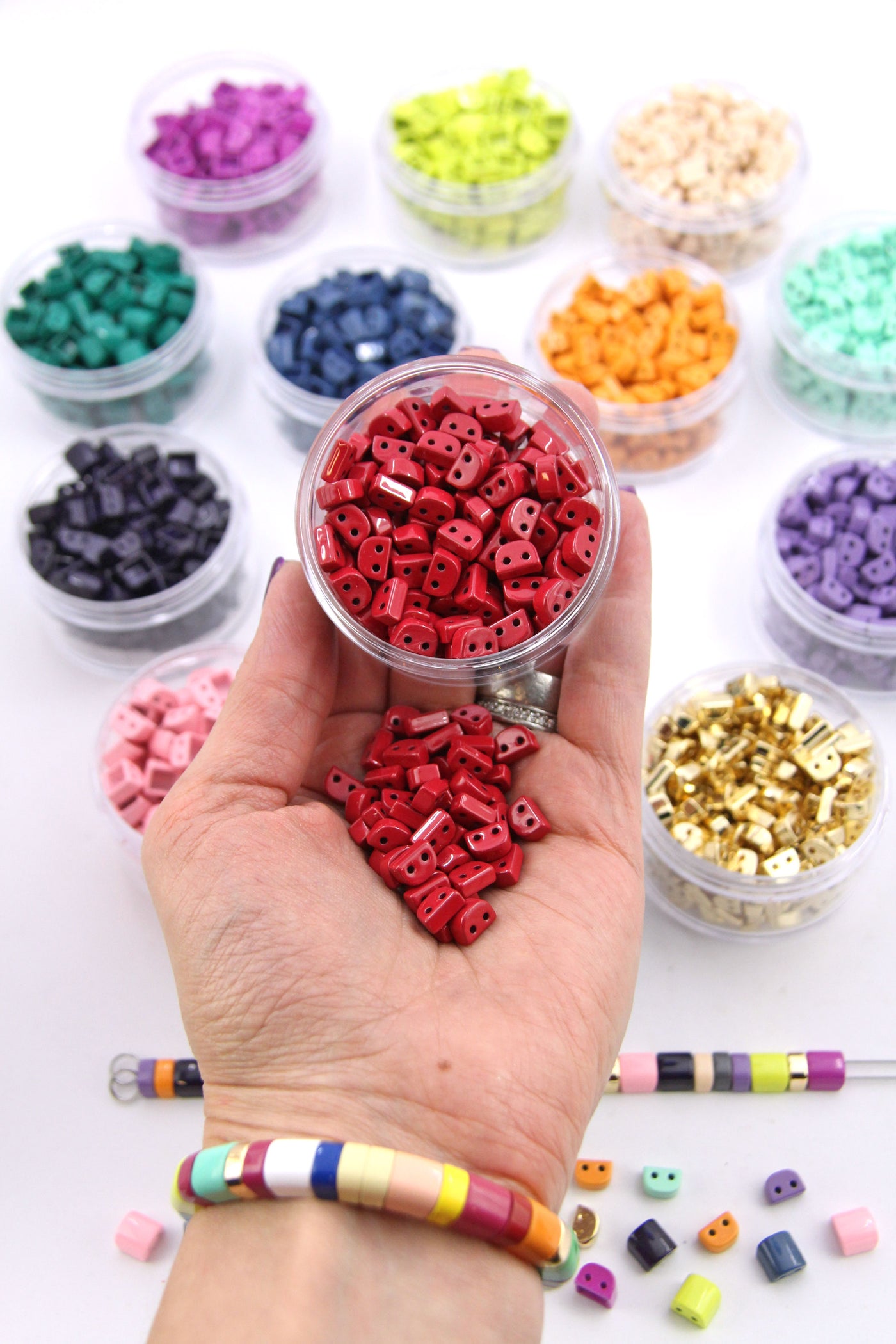Tila Tile Beads for making color blocking bracelets