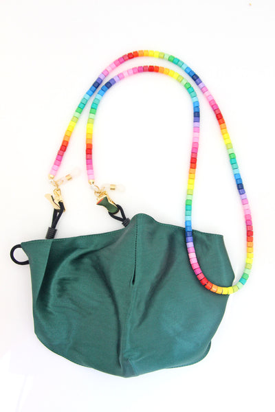 Rainbow Enamel Mask Necklace, Eyeglass Chain