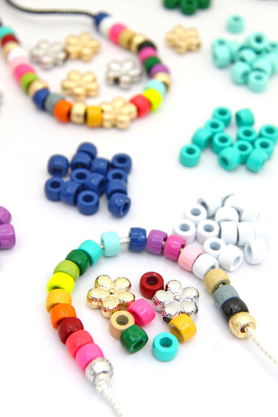 Colorful Beads for Tie-On Bracelets, Roller Beads, Gold Silver Stardust Florentine Flower Beads