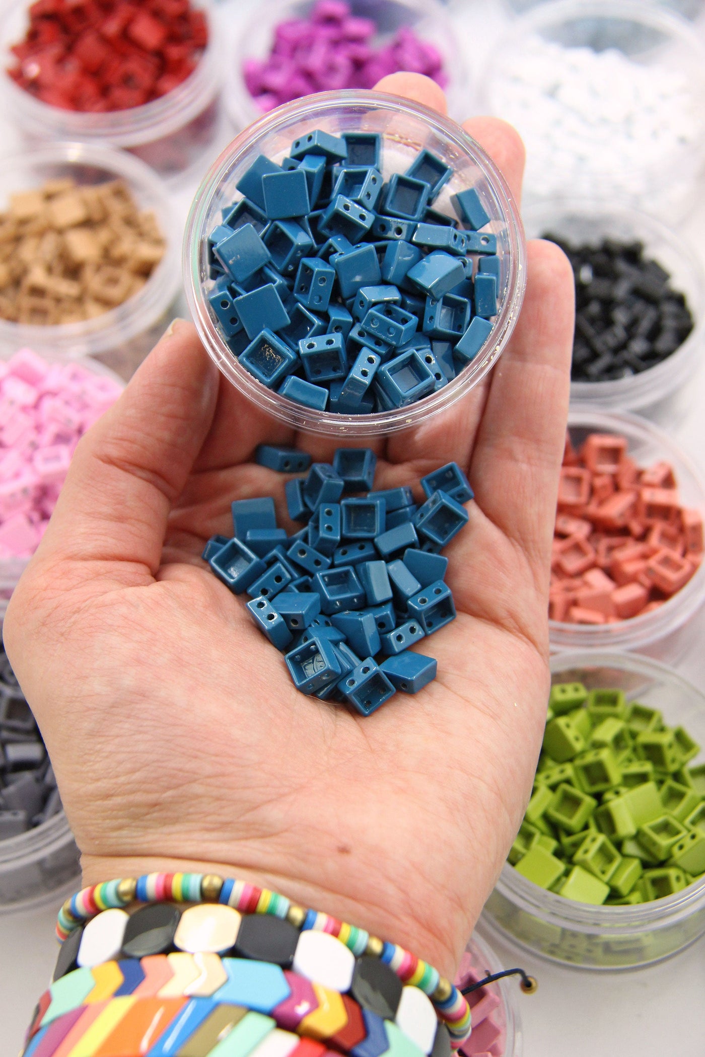 Enamel Tile Beads, 2-Hole Beads for Colorblock Bracelets – WomanShopsWorld