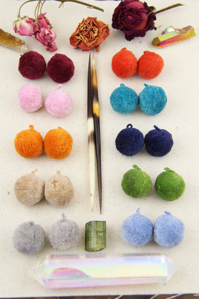 Luxe Cotton Pom Poms w/ Loops, 1" Pom Baubles, 3+ Pairs