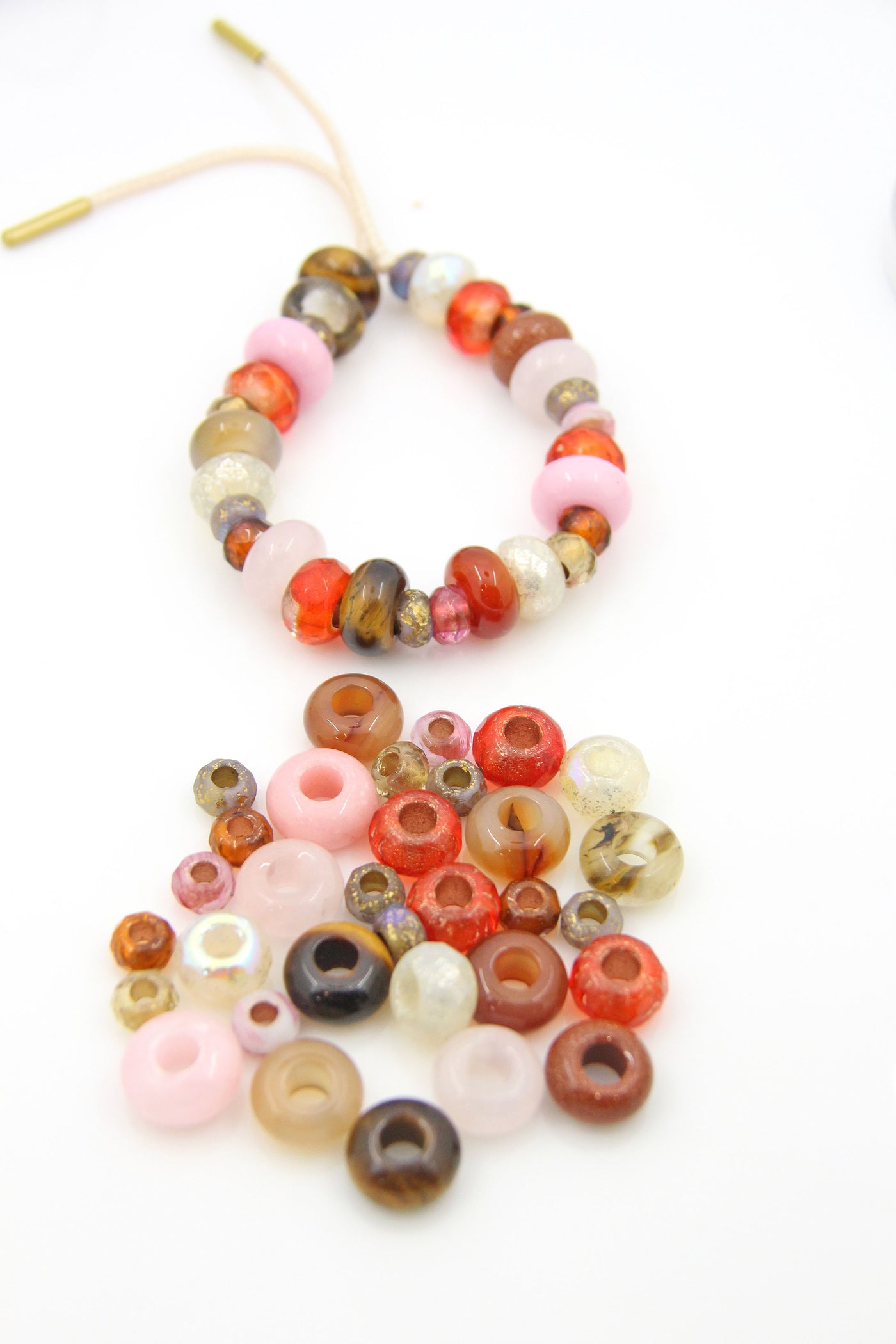 Red and Gold Large Hole Beads for DIY Bracelet Tie On Kit