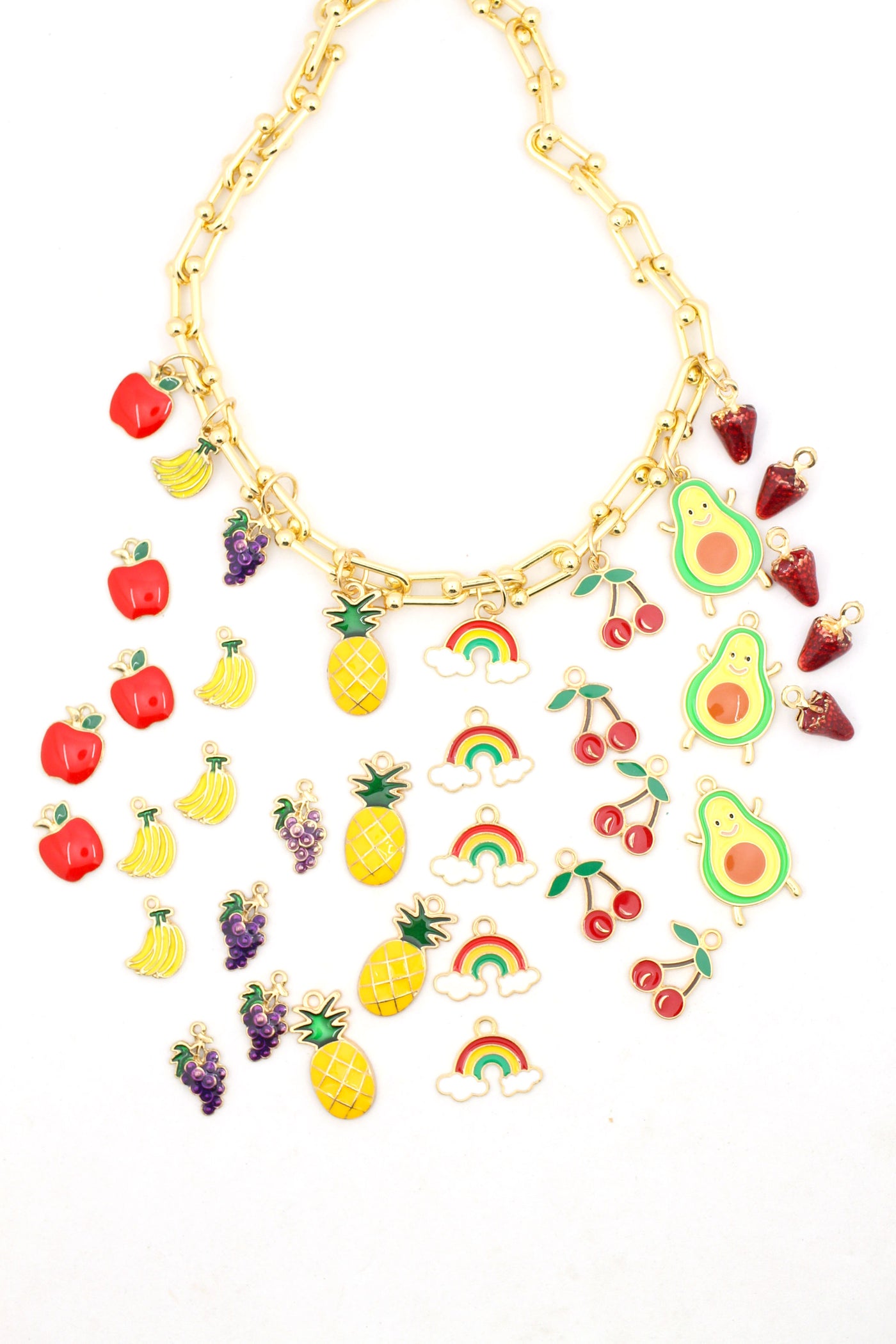 Fruits & Rainbows Enamel Charm Pendant, 7-12mm, 1 piece