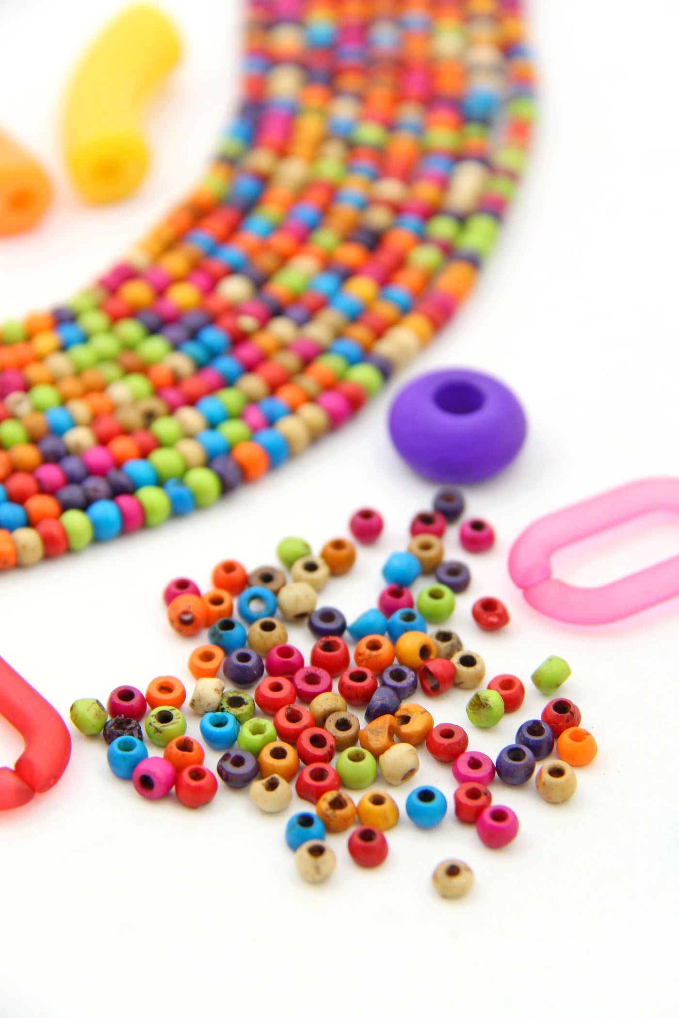 Fruity Pebbles Colorful Handmade Rondelle Spacer Bone Beads, 4x3mm, 10" Strand, 85+ beads