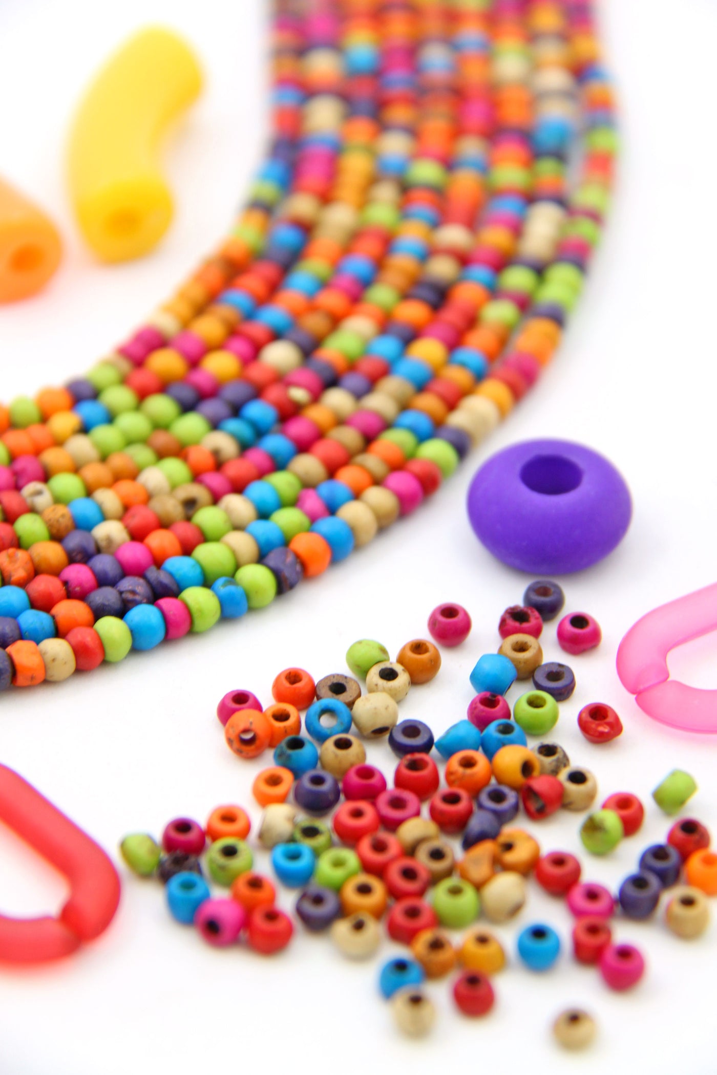 Fruity Pebbles Colorful Handmade Rondelle Spacer Bone Beads, 4x3mm, 10" Strand, 85+ beads