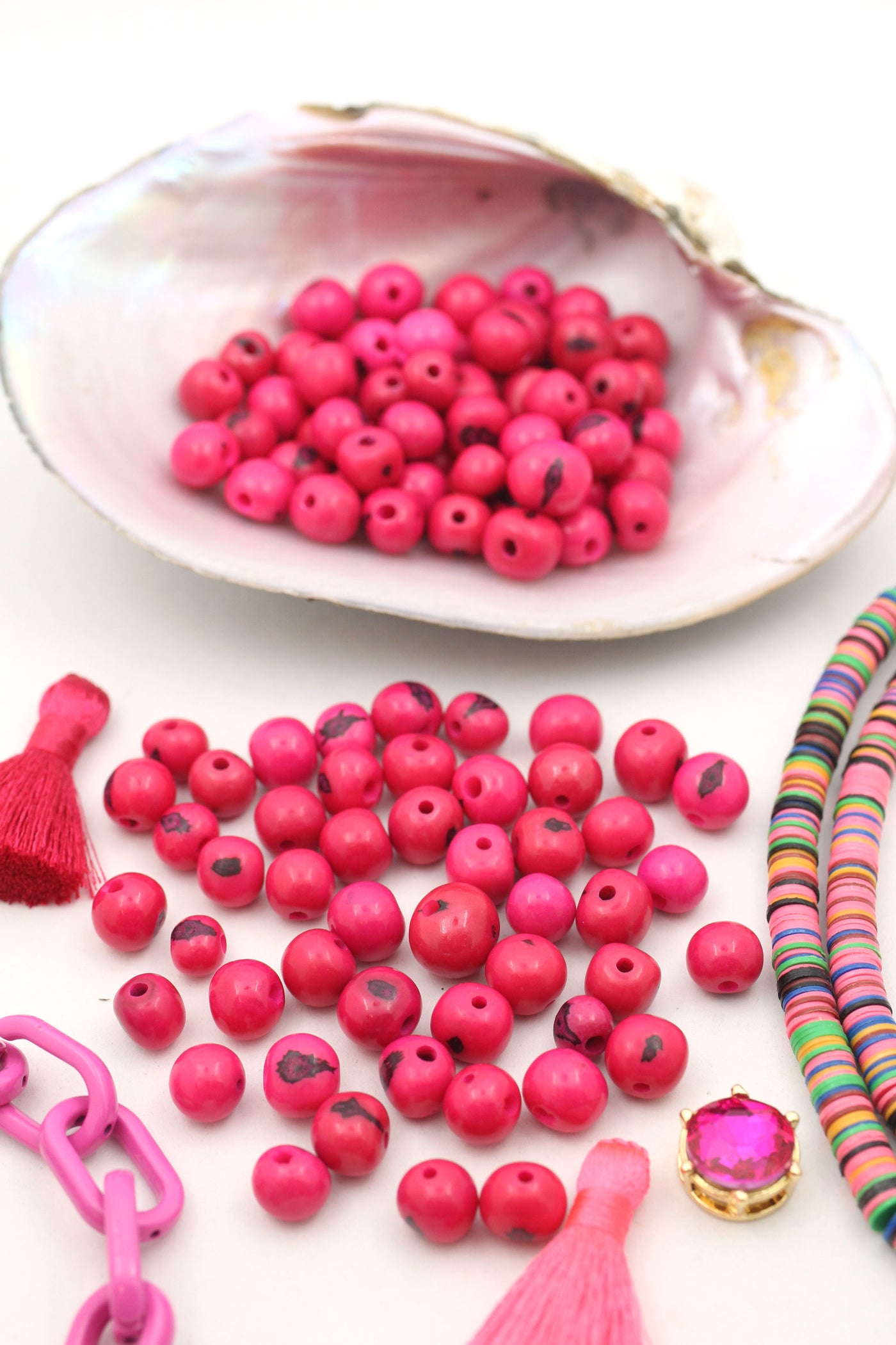 Viva Magenta Beads Easy to use in jewelry designs.