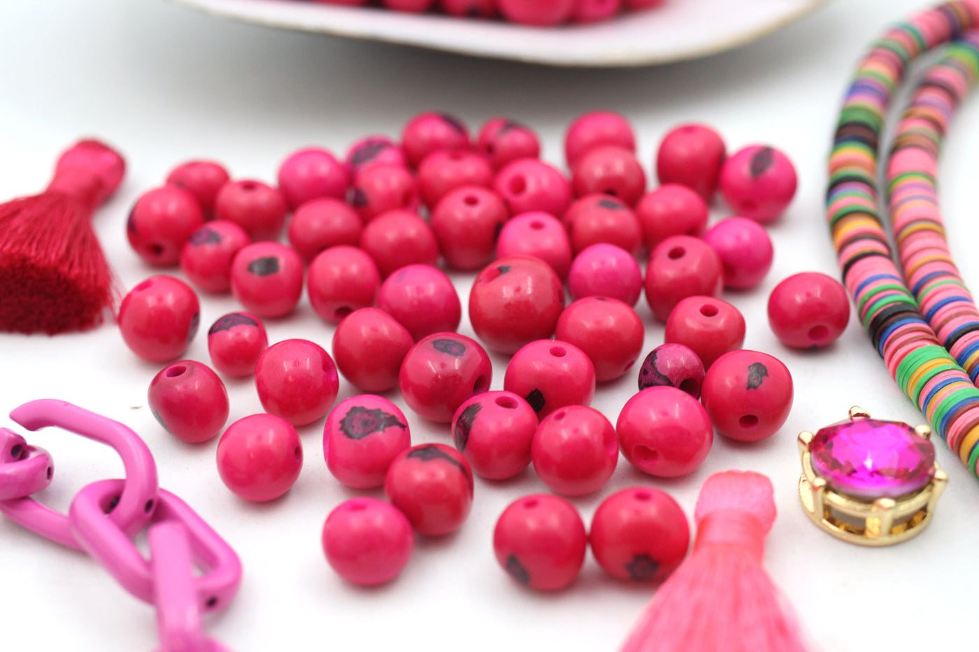 Viva Magenta Beads Easy to use in jewelry designs.