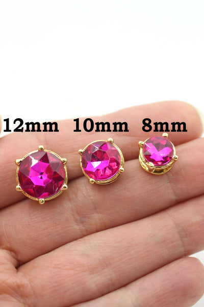 Crystal Bling Charms, Connectors, Asstd. Colors, 8mm, 10mm, 12mm