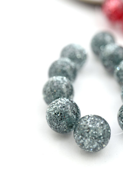 Teal Glitter Resin Beads, 1980's style, retro glitter beads
