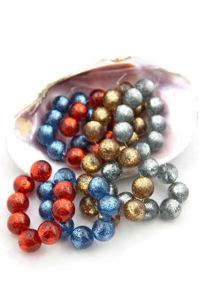 Glittery Round Italian Resin Beads, 16mm, 8pc, Pink, Blue, Gold, Ava Motherwell Collection