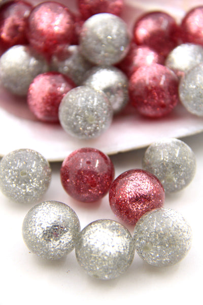 Glittery Round Italian Resin Beads, 20mm, 1 Focal Bead, Large Beads, jewelry like Harry Styles wears