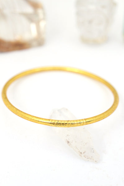 Gold Temple Bracelet, Mantra Bangle from Thailand, Blessed by Monk