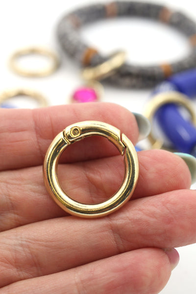 Gold Gate Ring, 24mm, Spring Clasp, Round Carabiner, Charm Holder, 1 pc.
