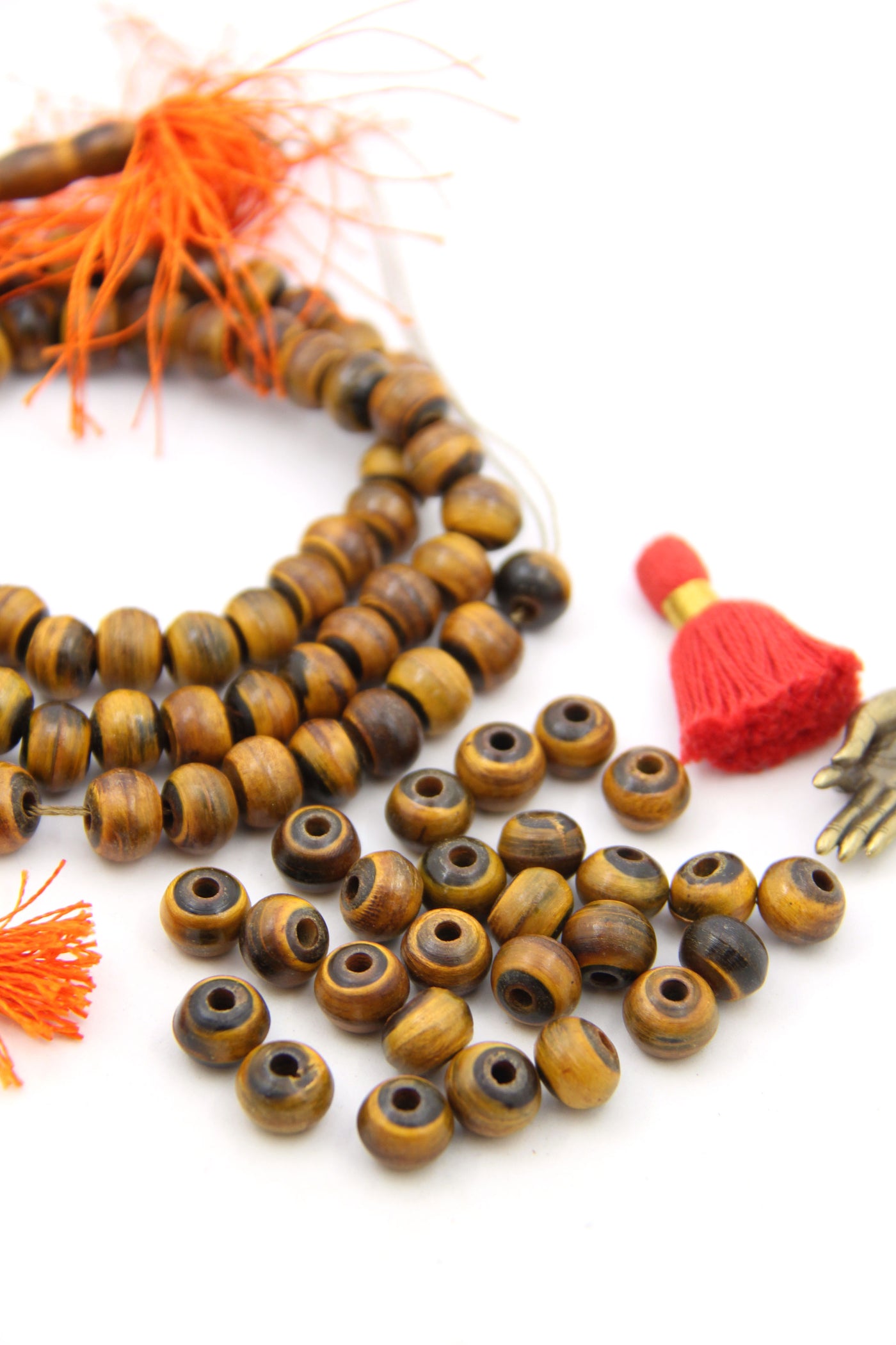 Golden Swirl: Brown Yak Horn Beads, 12x8mm Rondelle, 10 pieces