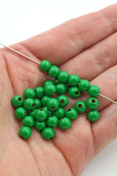 Green Enamel Sprinkles Round Beads for DIY Jewelry, 6mm, 1 bead