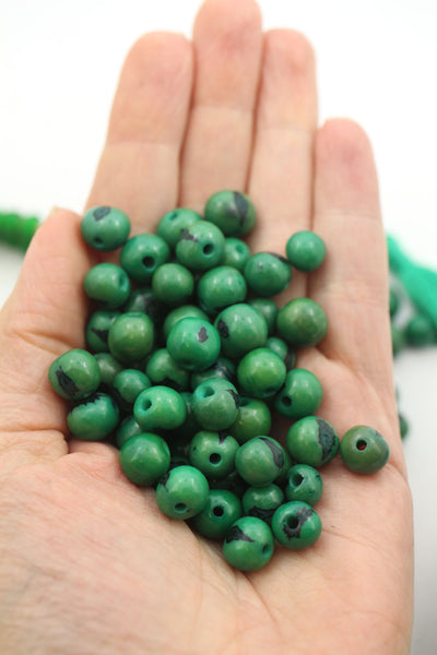 Grass Green: Real, Natural Acai Beads, 10mm, 100 beads
