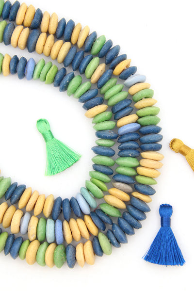 Riverstone Mix Ashanti Krobo Beads, Necklace, 100+ Beads