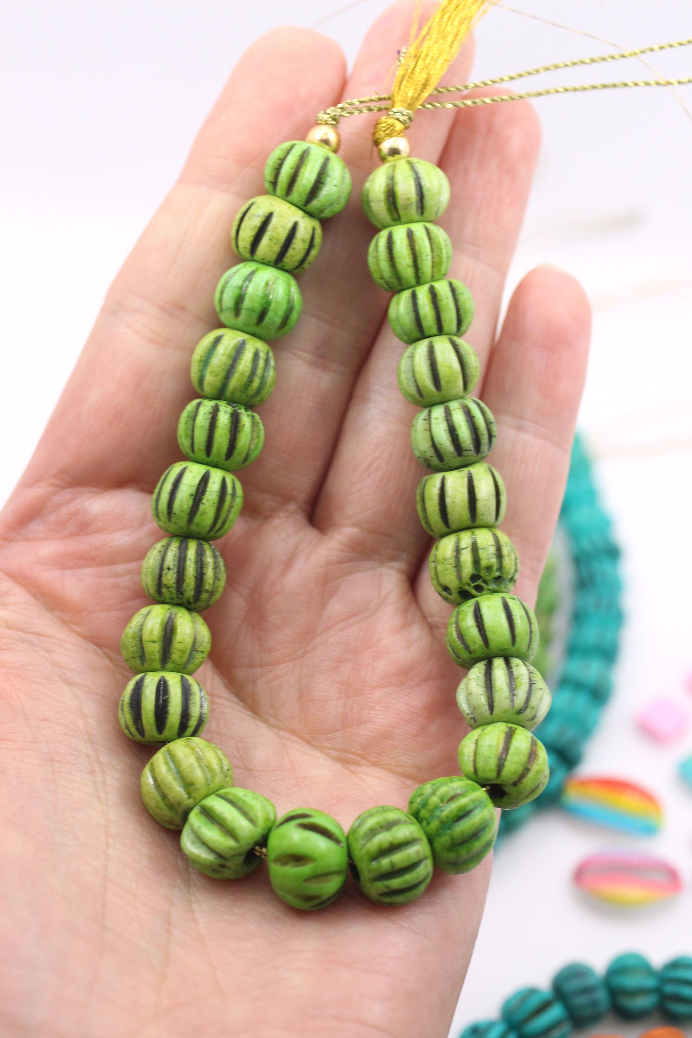 Green beads for bracelets