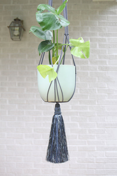 Macrame Plant Hanger with Layered or Metallic Tassels