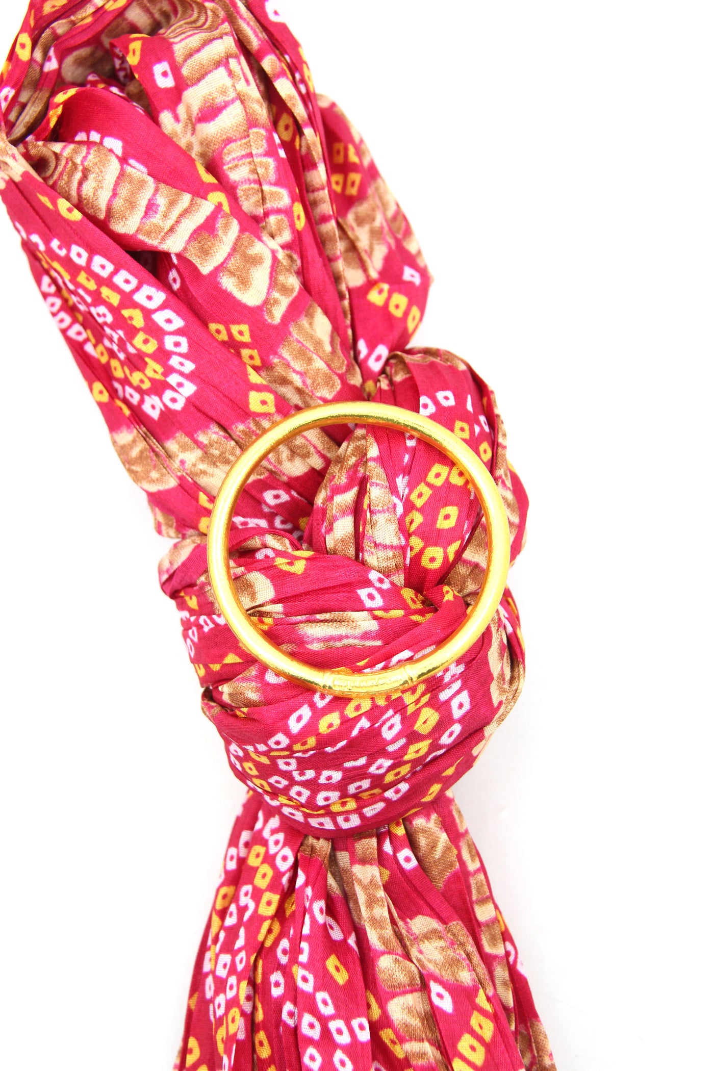 Traveler Gift Set: Pink Rose Indian Scarf, Gold Thai Buddhist Bangle