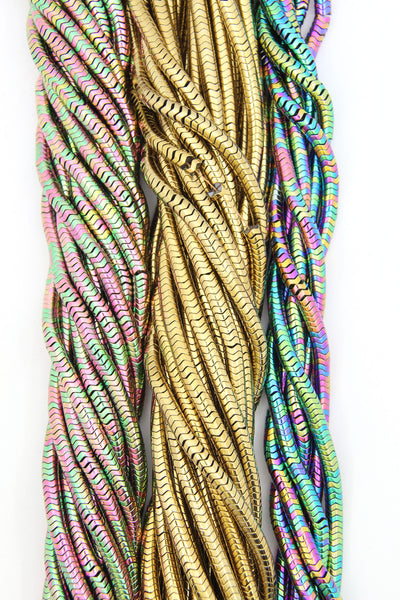 Electroplated Hematite Interlocking Snake Beads, 6x2mm