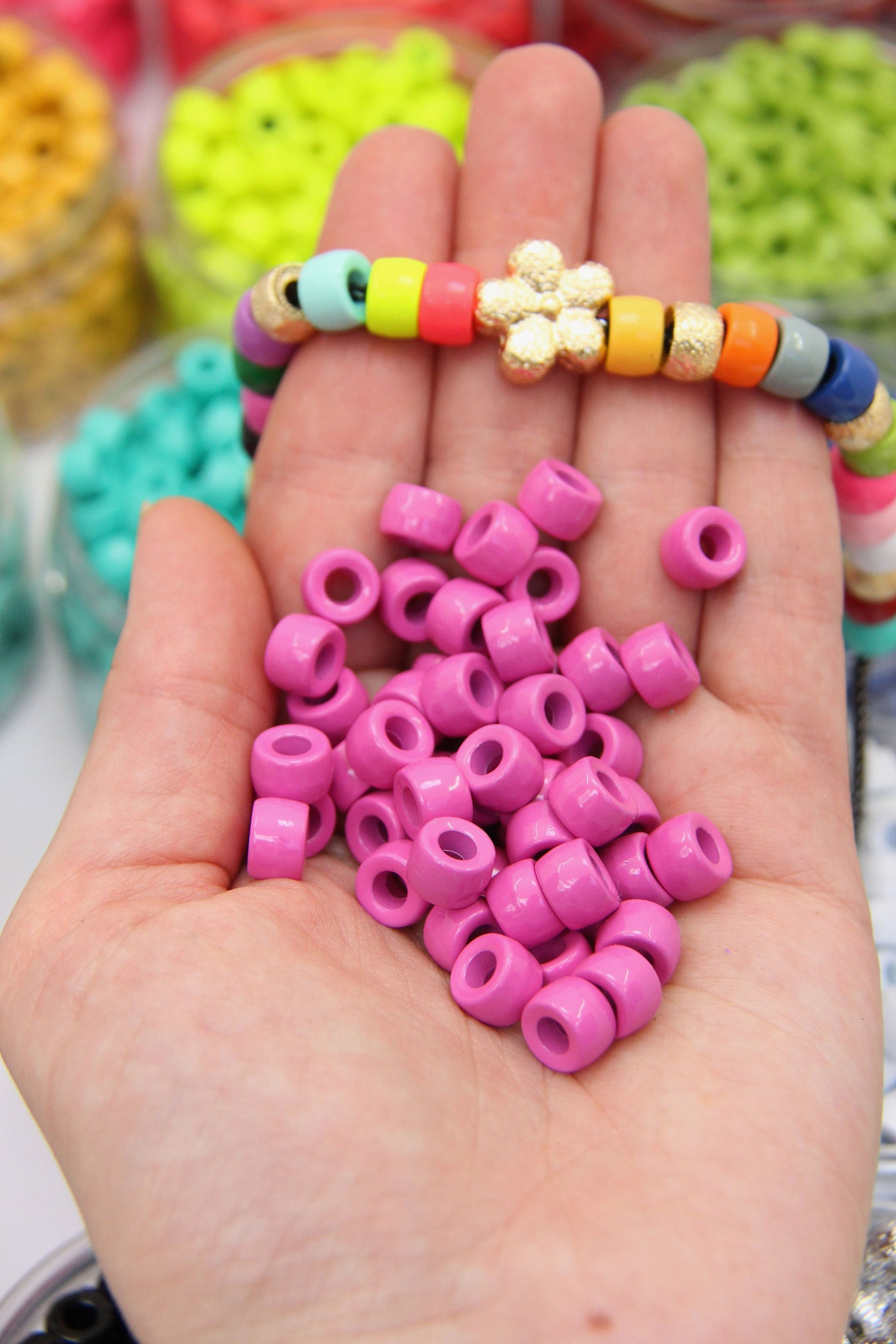 Pink Mix Pony Beads for bracelets, jewelry, arts crafts, made in USA - Pony  Beads Plus