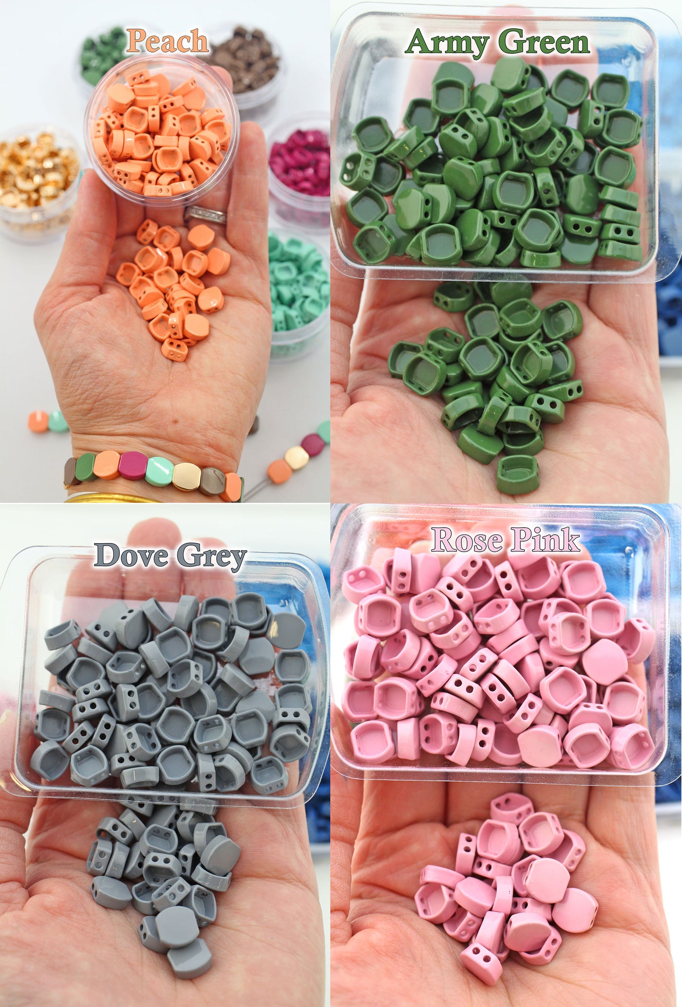 Enamel Tile Beads, Honeycomb Shape 2-Hole Beads for Colorblock Bracelets