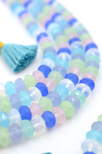 Jellyfish Faceted Opalite Glass, Multicolor Bead Mix, 9mm Rondelles