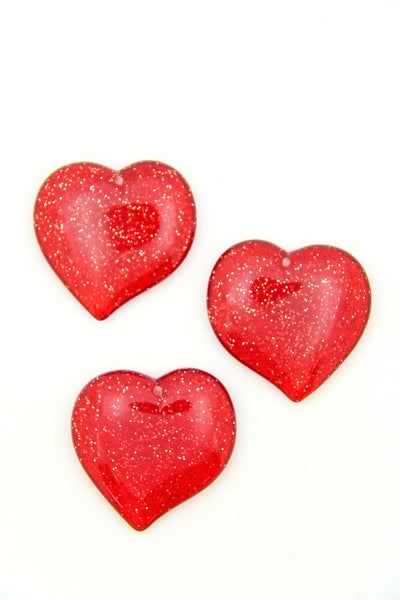 Kitchy Glittery Red Resin Heart Charm