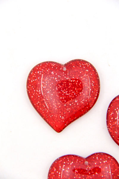 Valentine's Day Glitter Red Heart Charm