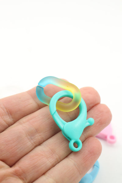Acrylic Clasp, Large Lobster Claw, 35mm, 3mm Hole, Assorted Colors, 1 pc.