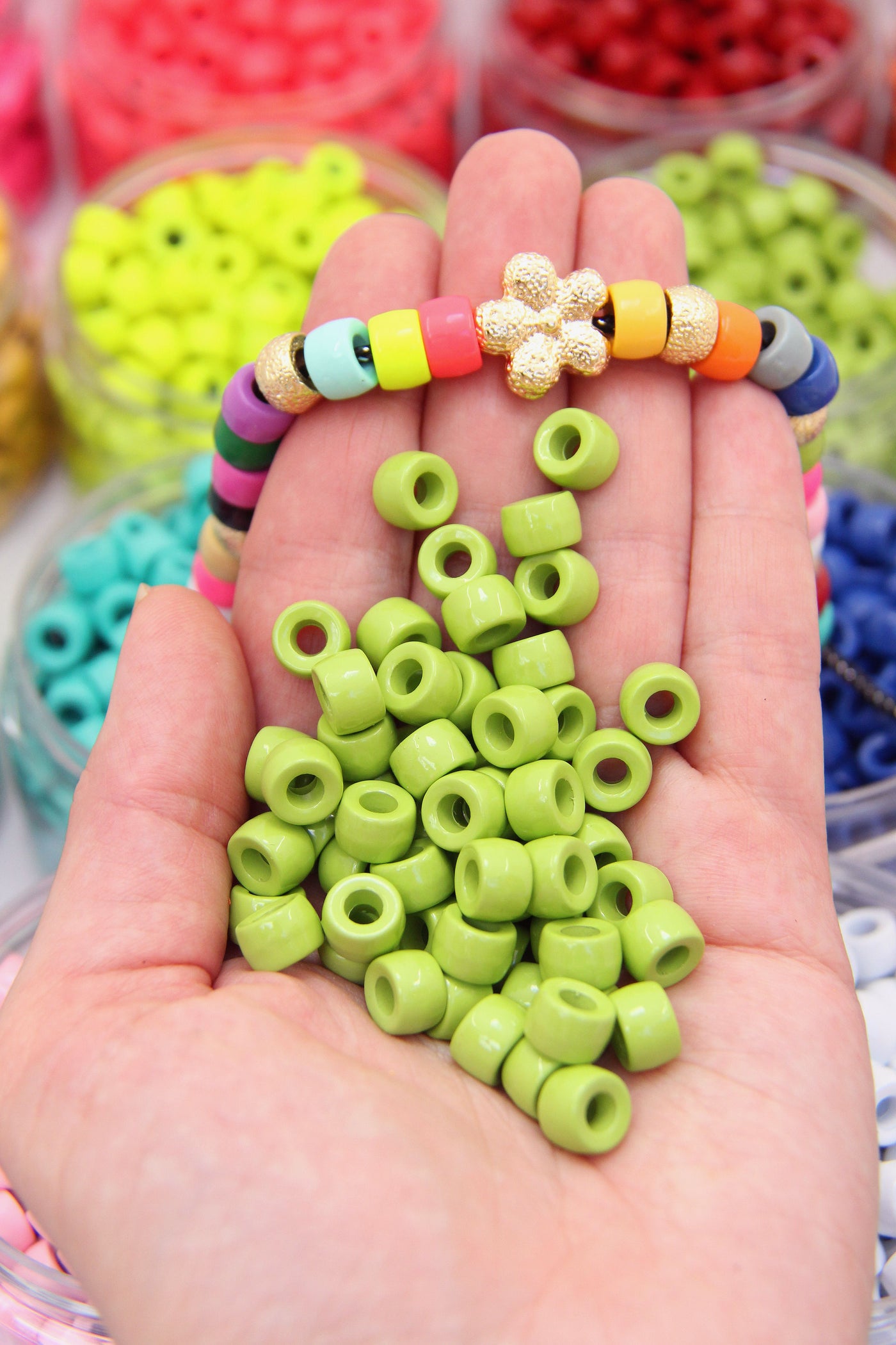 Matte Neon Multicolor Pony Beads, bracelets, arts crafts, made in