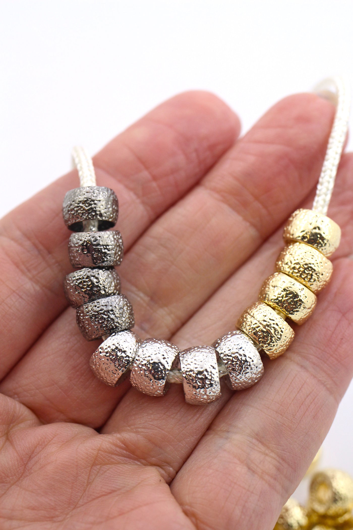 Enamel Pony Beads, Gold Stardust Roller Beads, For Tie-On
