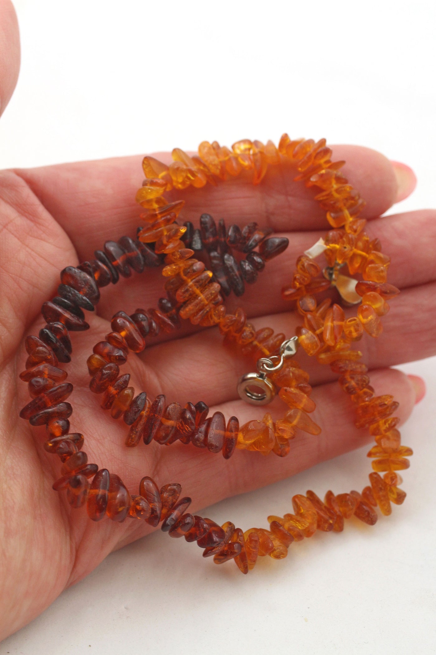 Lithuanian Amber Ombre Beaded Necklace, 16"