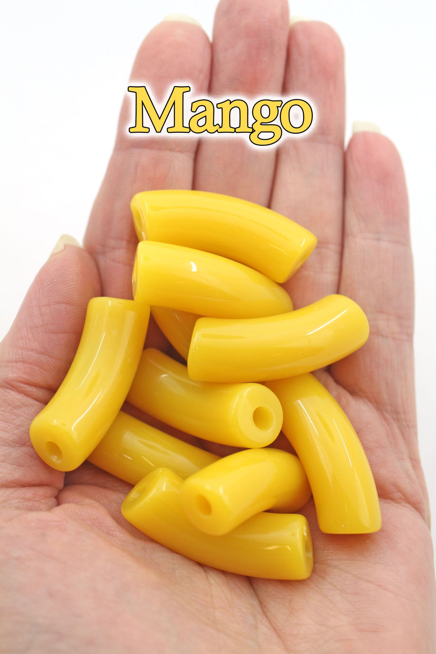 Mango Acrylic Bamboo Beads, Curved Tube Beads, 12mm Colorful Bangle Beads