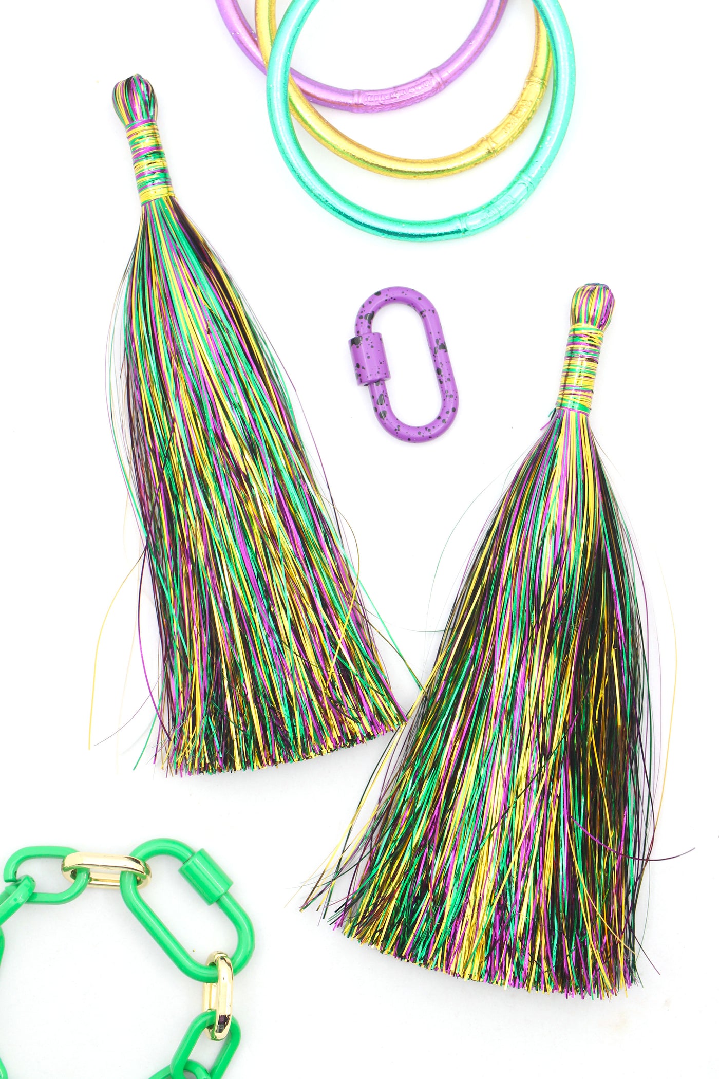 Long Tinsel Mardi Gras Boot Tassels, 6.5" Jewelry Making Supply, 1 pc.